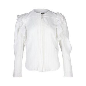 Isabel Marant Broderie Anglaise Ruffle-Trim Blouse in White Cotton